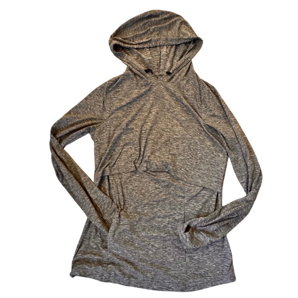 Gray Motherhood Maternity Hooded Nursing Top Long Sleeve w/ Thumb‎ Holes